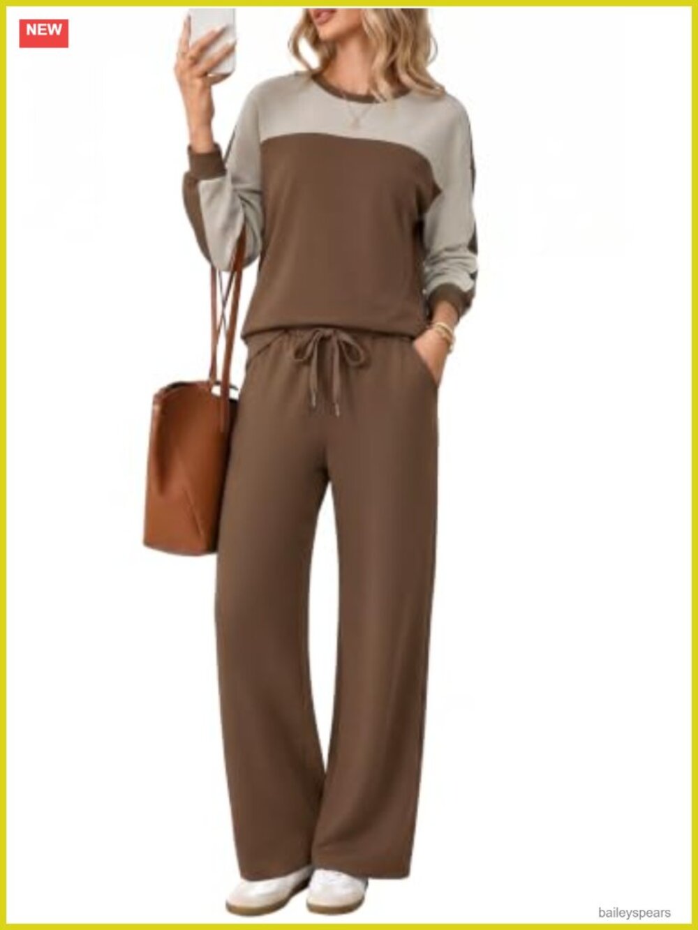 Women's 2 Piece Lounge Set Wide Leg Sweatsuit Crew Neck Pullover Pants
